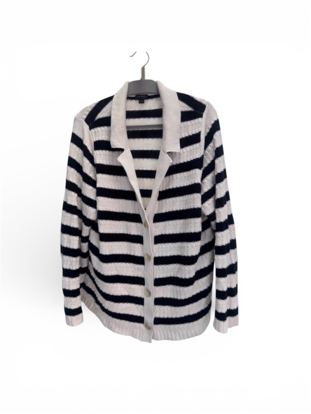 J. Jill Black and Cream Striped Cardigan | Size L
